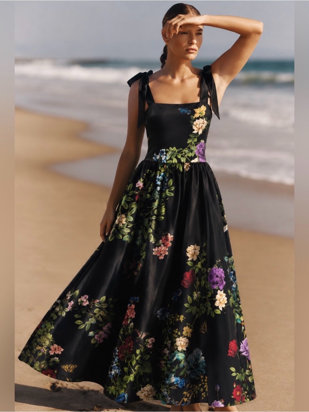 Alice + Olivia ORIANA Tie Strap Midi Dress $660 VENUS Floral Sz 2 NWT #047